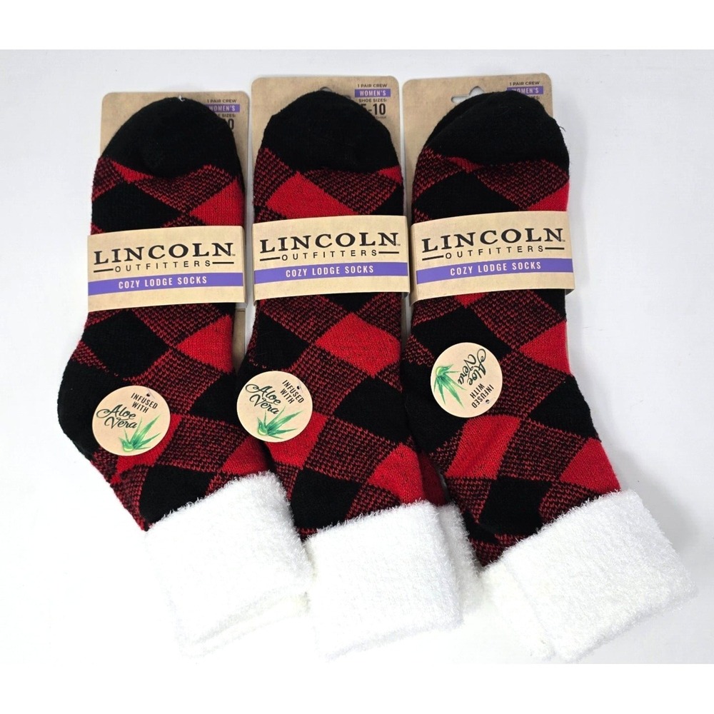 NWT Lincoln Outfitters Fuzzy Socks Cozy Lodge Aloe Infused 3 Pair Size 5-10